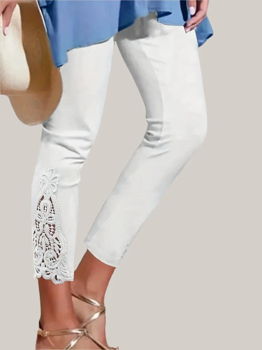 White Tights Lace Stitching Hollow-out For Women White