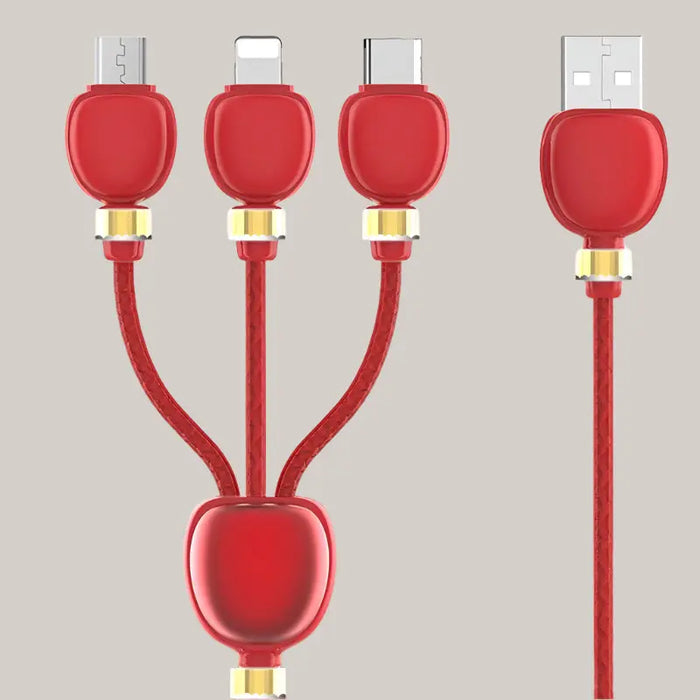 Creative lantern one with three data cables Red