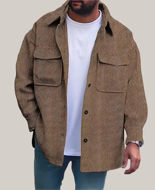 Coat Men Polo Collar Top Figure 1