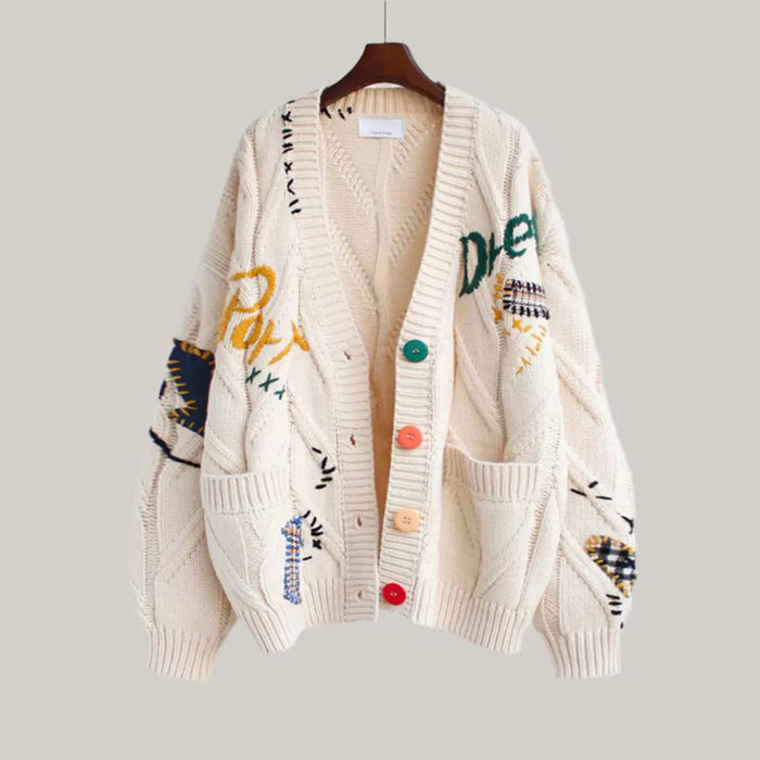 Cardigan sweater women jacket Beige One size