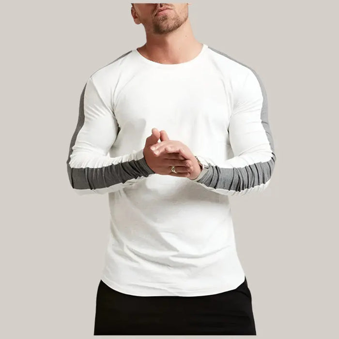 Long-sleeved T-shirt for men White with stripe