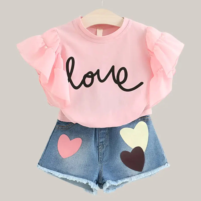 Children clothes set Love pink