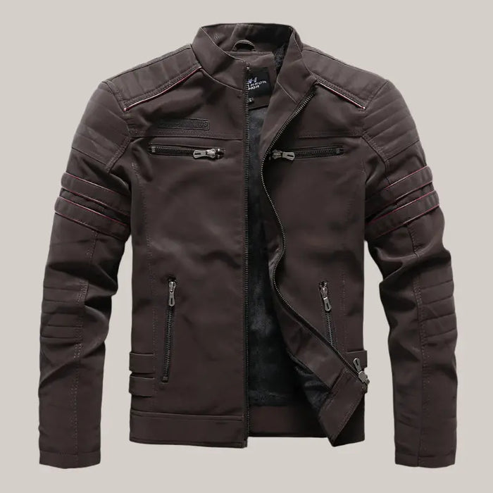 Men Fashion Pu Leather Jackets Coats Coffee