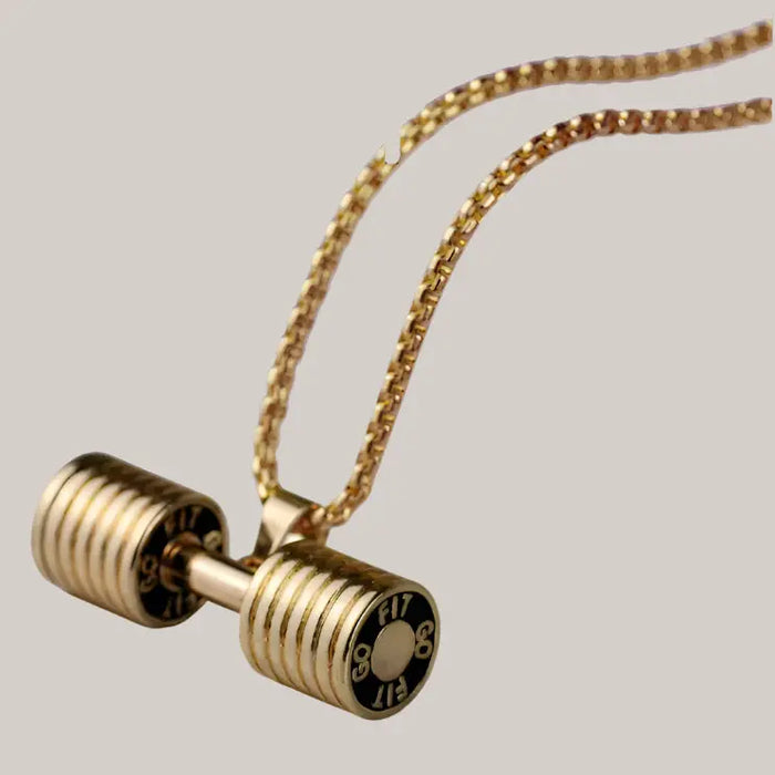 Fitness Dumbbell Barbell Pendant Gold