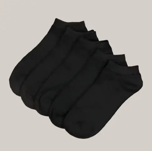 Black And White Gray Boat Socks Black One size 1PC