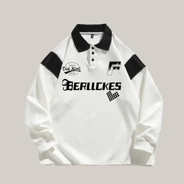 American Contrast Color Polo Shirt White