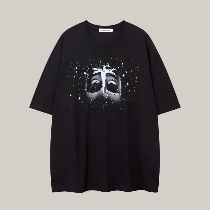 Mask Printed Short-sleeved T-shirt For Men Black