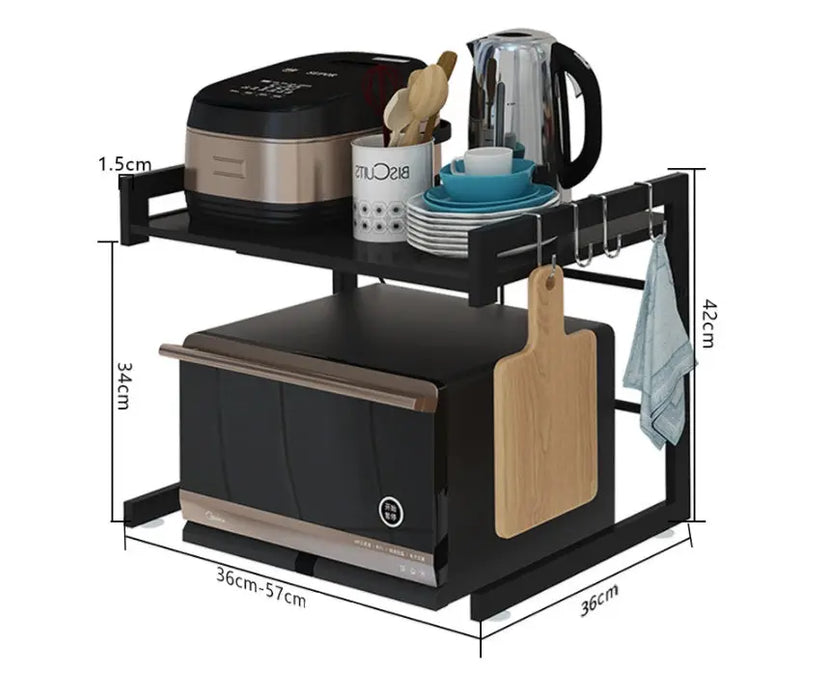 Retractable kitchen microwave rack 2 layer