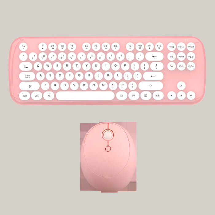 Wireless Keyboard And Mouse Set Girls Color Retro Pink