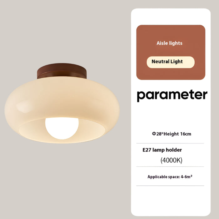 Cream Style Walnut Ceiling Lamp Type D 28cm LED tricolor light