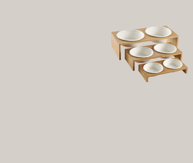 Pet food bowl ceramic double bowl food bowl Medium
