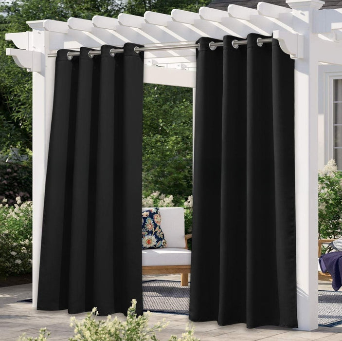 Solid Color Outdoor Waterproof And Sun Protection Curtain Black