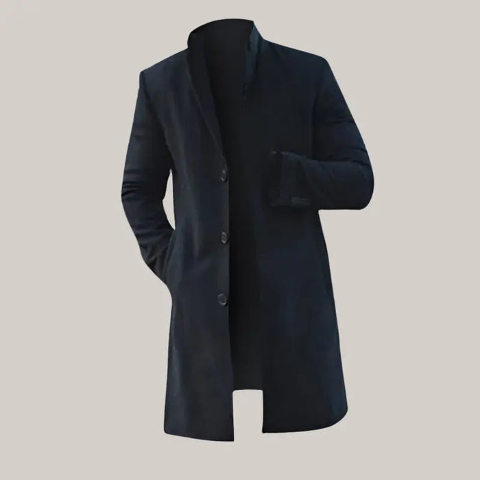 Fashion Winter Men's Trench Long Jackets Black