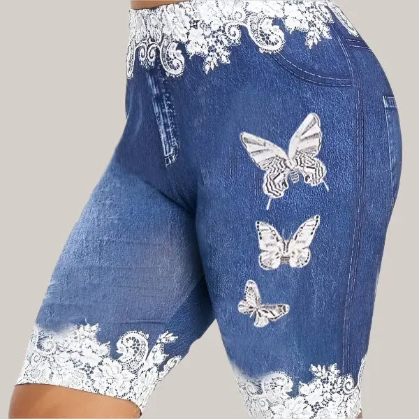 Butterfly print leggings Blue