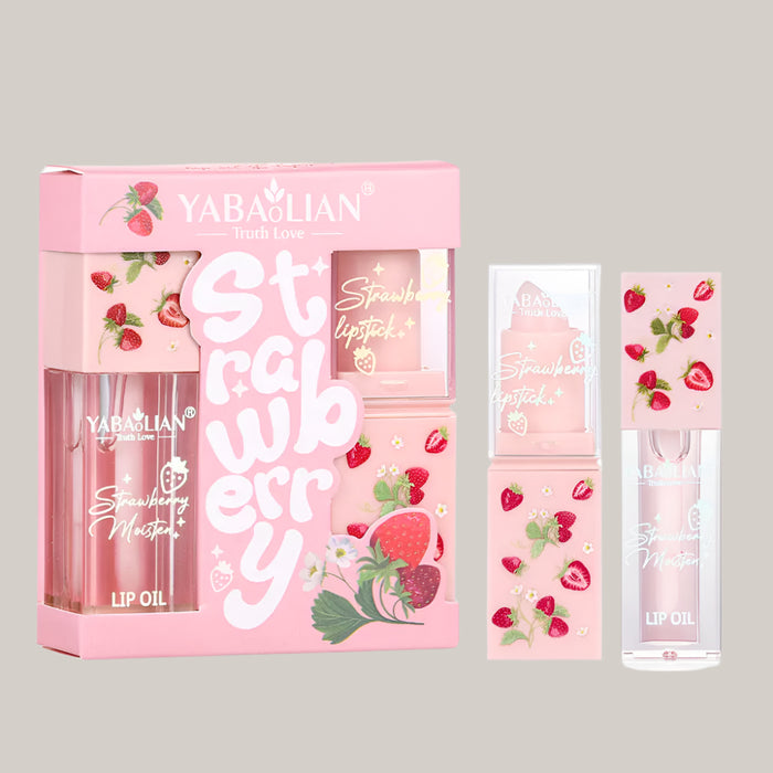Lipstick 2-in-1 Lip Gloss Moisturizing TZKC001 Strawberry