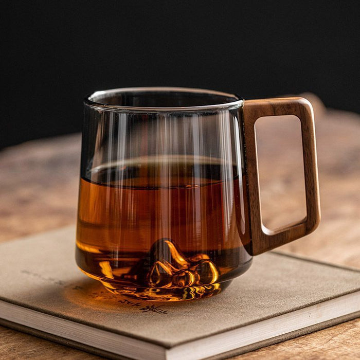 Guanshan Glass Single-layer Side Wooden Handle Cups 400to430mI