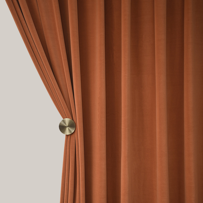 Solid Color Retro Bedroom Blackout Curtains Hermes Orange19 2.5 M