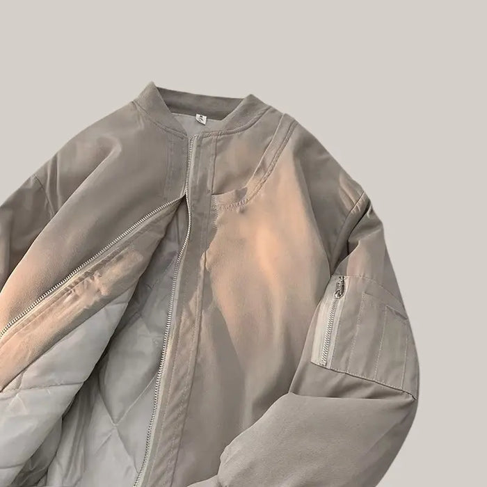 Thickening Embroidery Pilot Jacket Men Gray