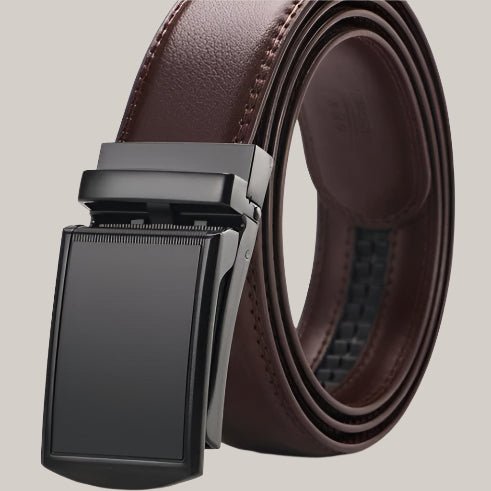 Adjustable Holeless Leather Belts Coffee