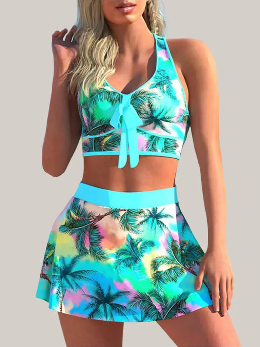 Split Swimwear Skirt Conservative Large Print Picture 1style