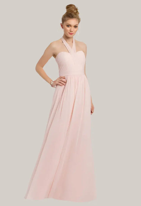 Western Bridesmaid Dresses Pink 01Hanging Neck