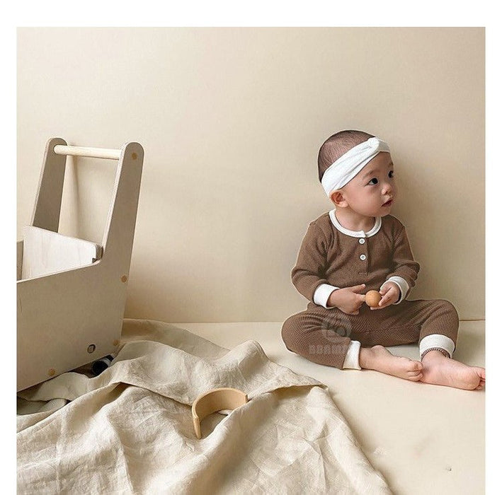 Children's Clothing Spring Korean New Baby Home Service Suit Coffee color
