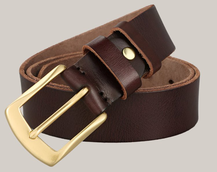 Cowhide Handmade Trend Men's Belts Khaki
