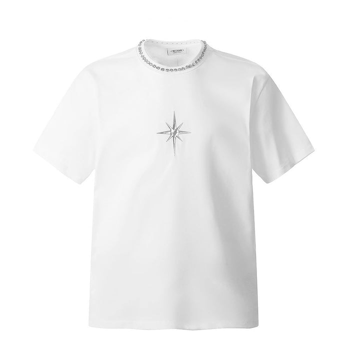 Dark Cross Star Short Sleeve Men Clothing White