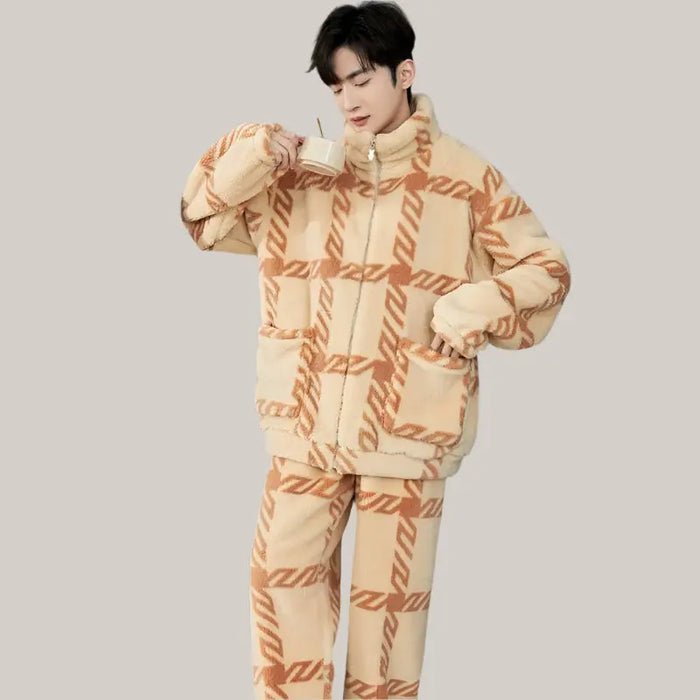 Men's Zipper Pajamas Winter Thickened