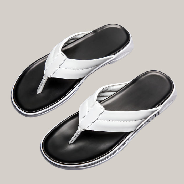 Leather Flip-flops Beach Slippers White