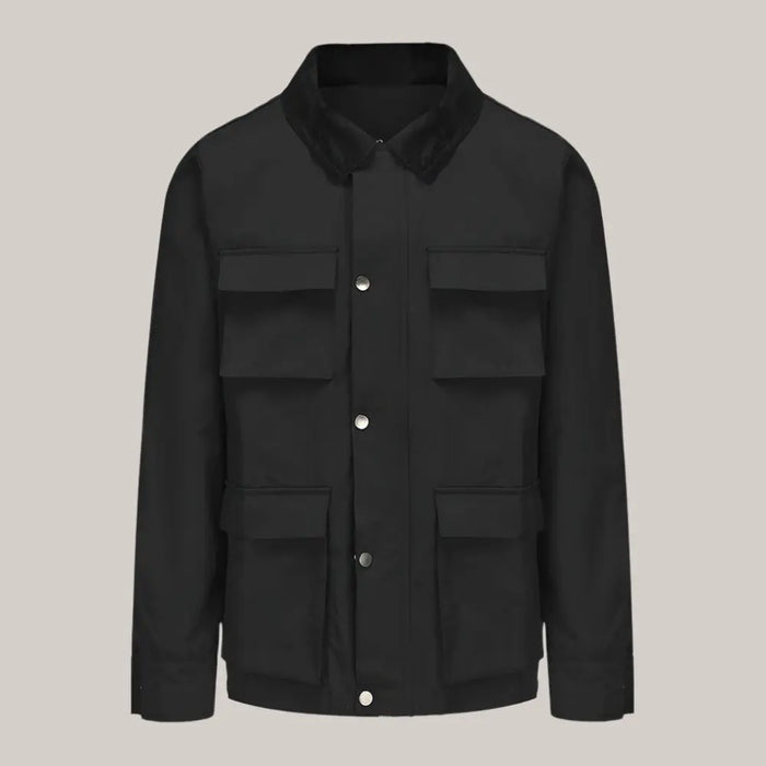 Fashion Solid Color Zipper Jacket Jacket Men Black