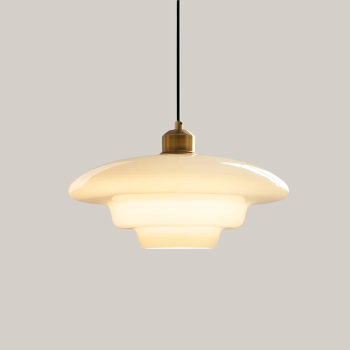 Cream Style White Glass Chandelier LED tri color dimming Style A