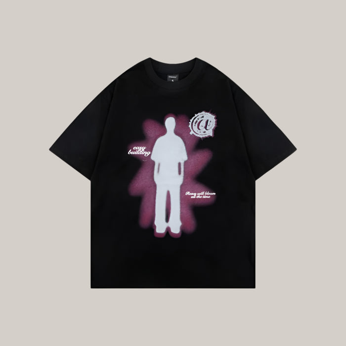 Human Shadow Print Men Summer Clothing Black