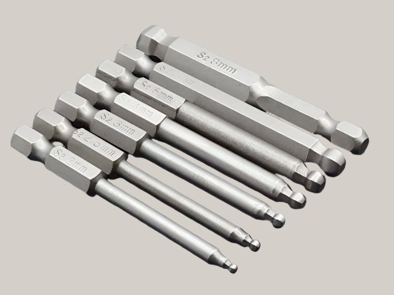 Magnetic Hexagonal Ball Head Screwdriver Set Silver Seven piece set