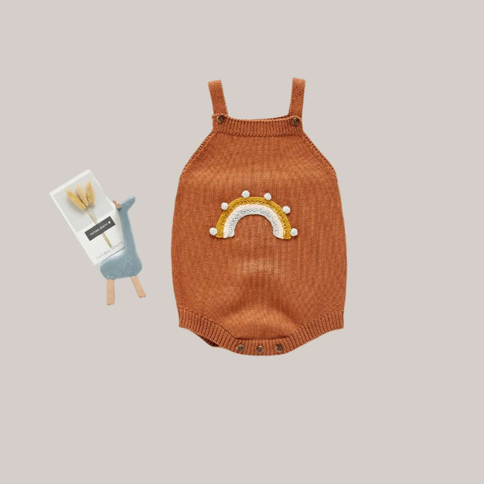 New Baby Girl Baby Knitted Strap Jumper Brown