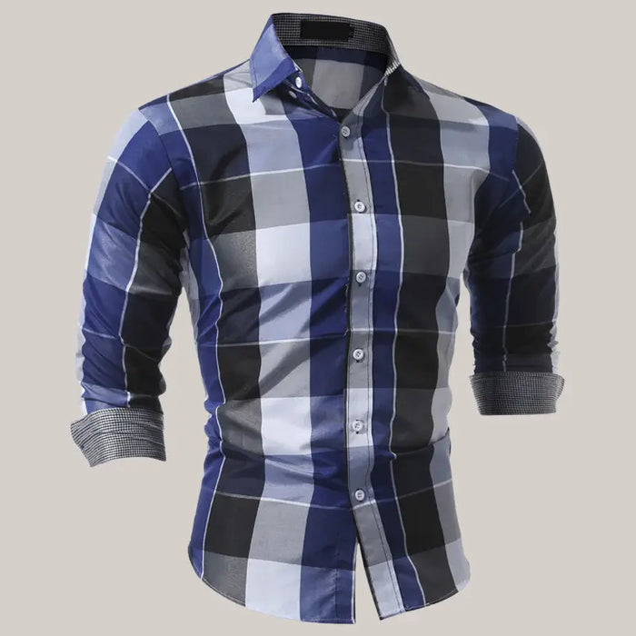 Classic Plaid Dress Shirts Blue