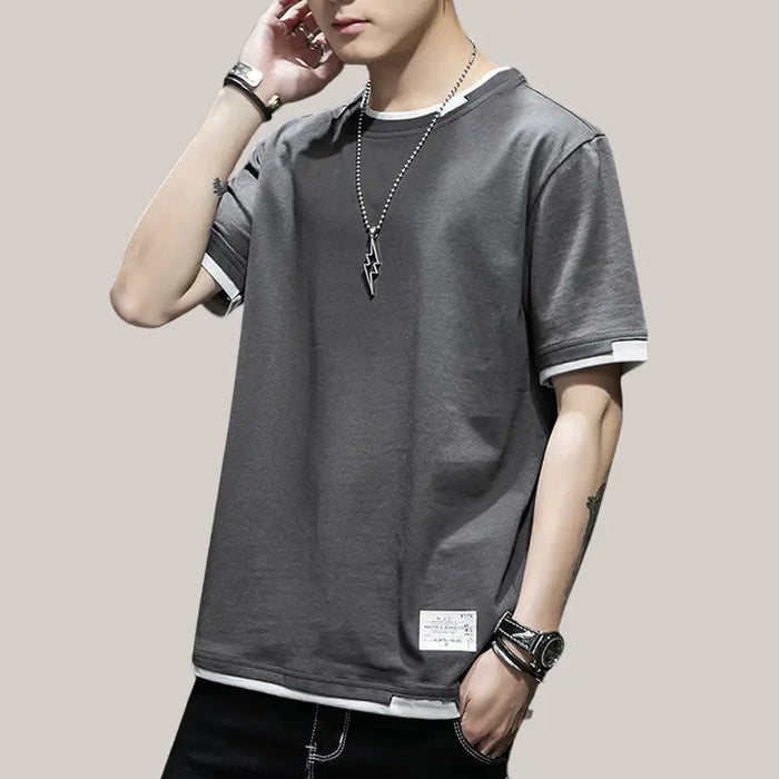 Summer Short Sleeve t-Shirt Men Dark Grey