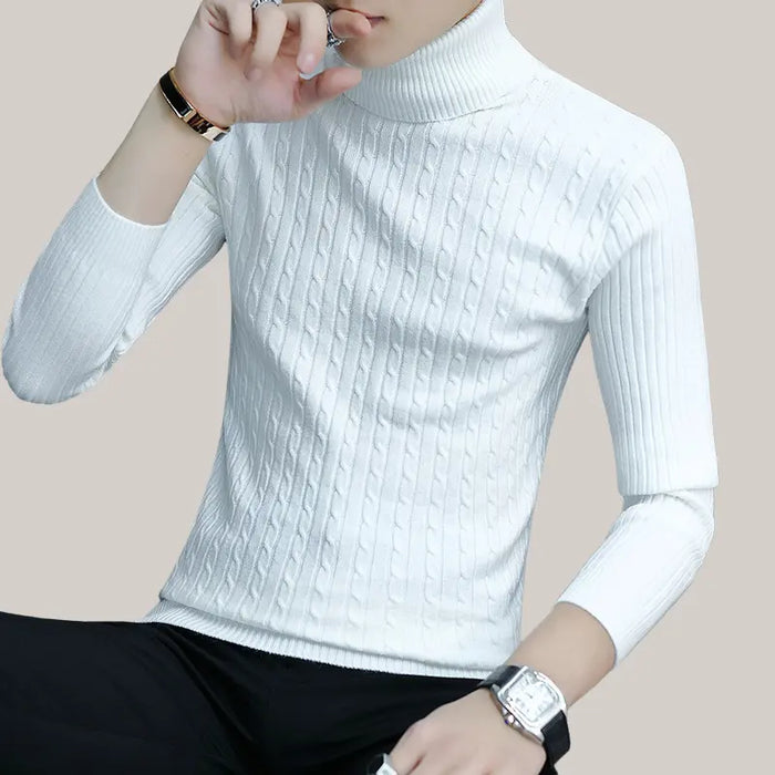 High Neck Bottoming T-shirt Sweater Men White