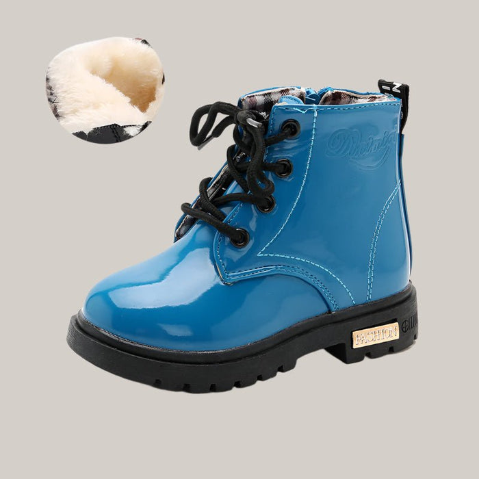 PU Leather Waterproof Martin Boots For Kids Blue
