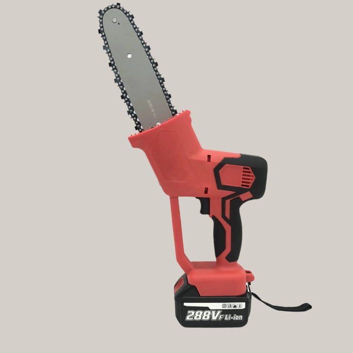 Rechargeable logging saw Red Bare metal