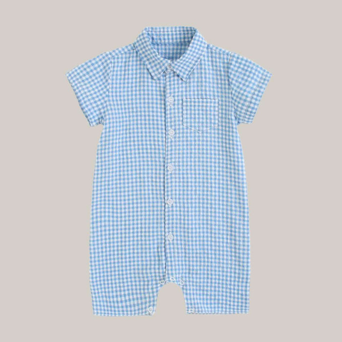 Short Sleeve Shirt Romper New Born Blue
