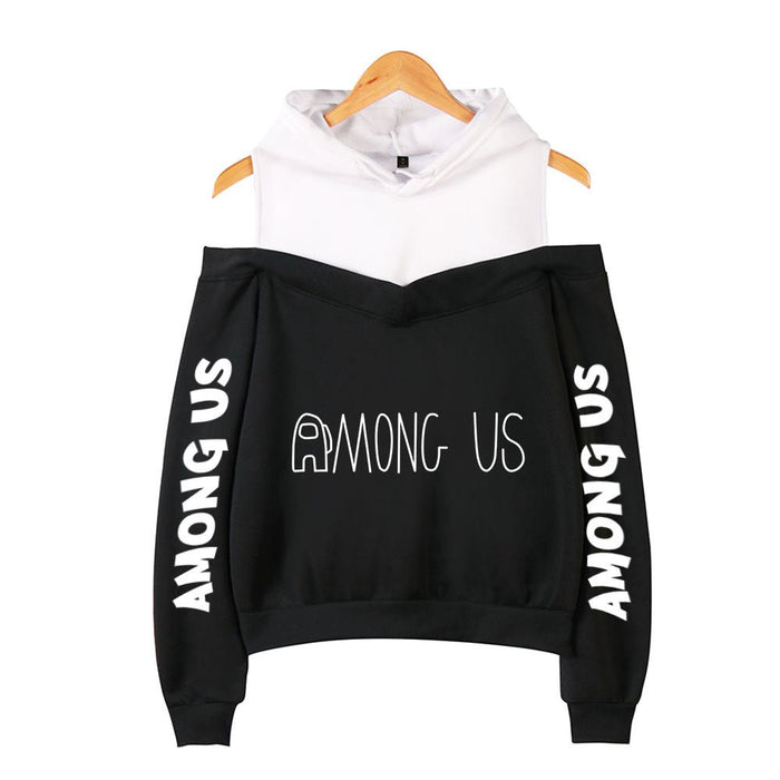 Strapless Long-Sleeved Hooded Sweater Black