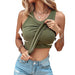 Women's Crew-Neck Tank Top with Built-In Bra Green