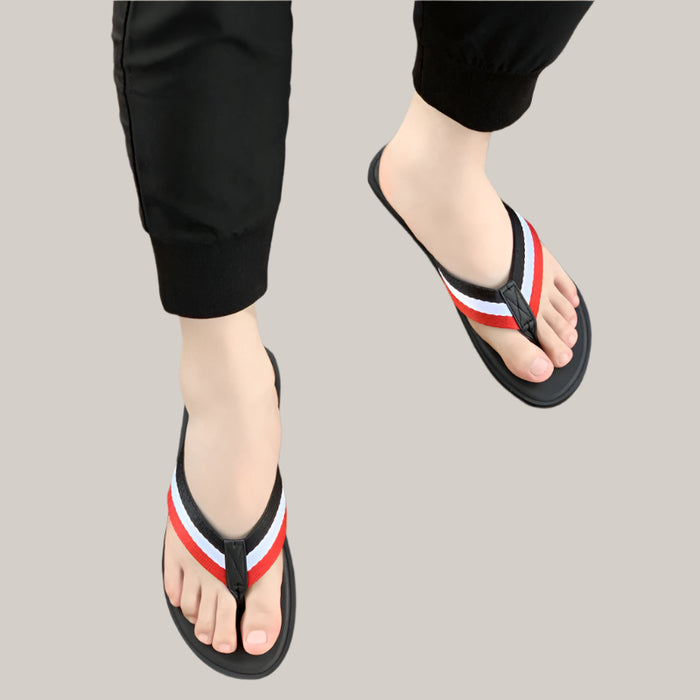 Men's Casual Flip-Flop Sandals Black White Red