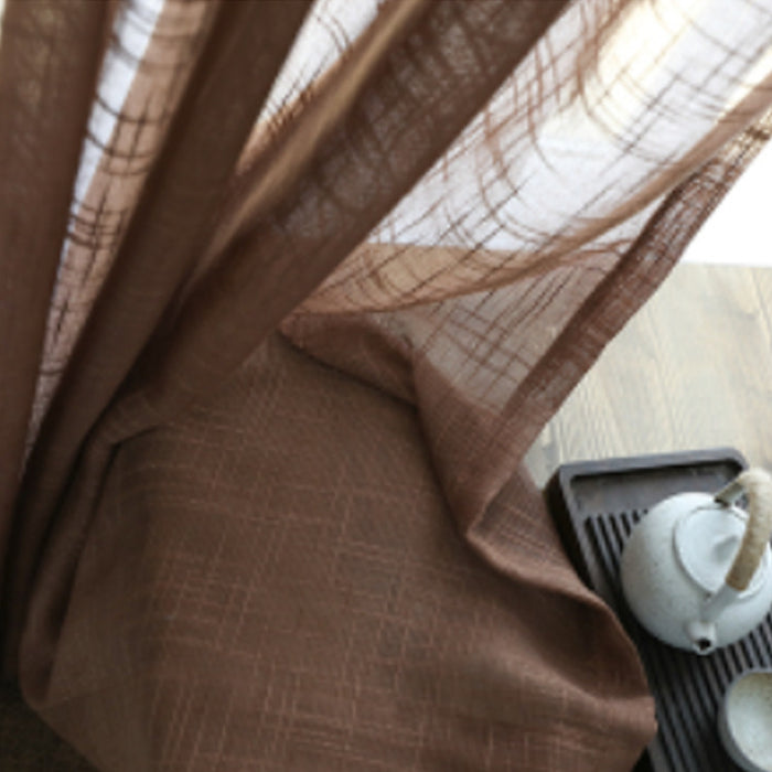 Modern Hemp Semi-Shading Curtains, Set of 2 Brown 2pcs