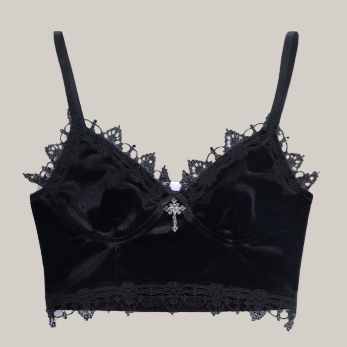 Velvet Y2K Mall Goth Crop Tops