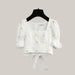 Floral Embroidery Cropped Blouses