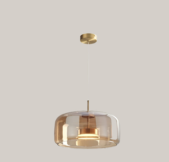 Jellyfish-Shaped Iron and Glass LED Chandelier B Amber D330