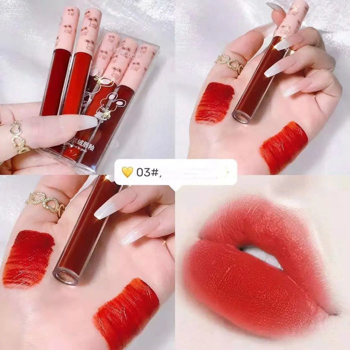 Mirror-Finish Lipstick – 3 Shades 03 Caramel Red Brown Orange