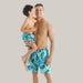 Parent Child Swimwear Quick Drying Beach Pants Big blue leaves
